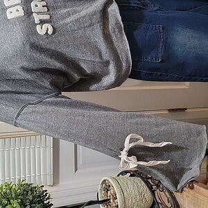 Birdiebee Women's Gray Y2K Semi Cropped Sweatshirt with Bow Ribbon Sleeves Sz XL